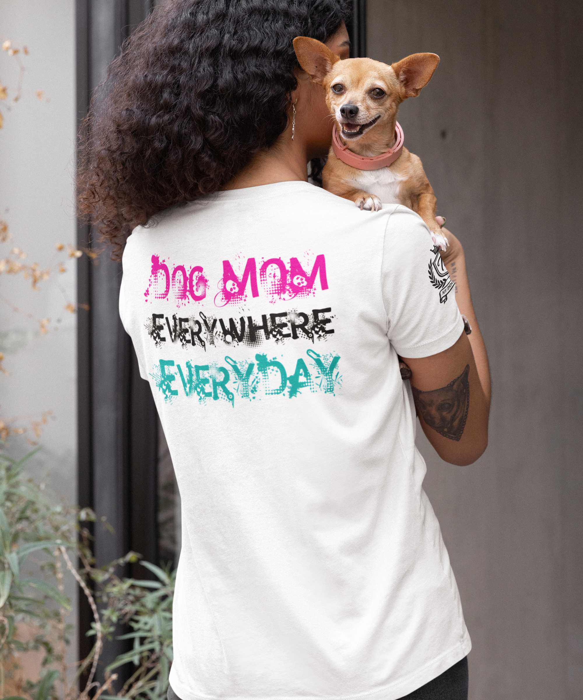 back-view-bella-canvas-t-shirt-mockup-featuring-a-woman-holding-a-chihuahua-dog-m35222.png
