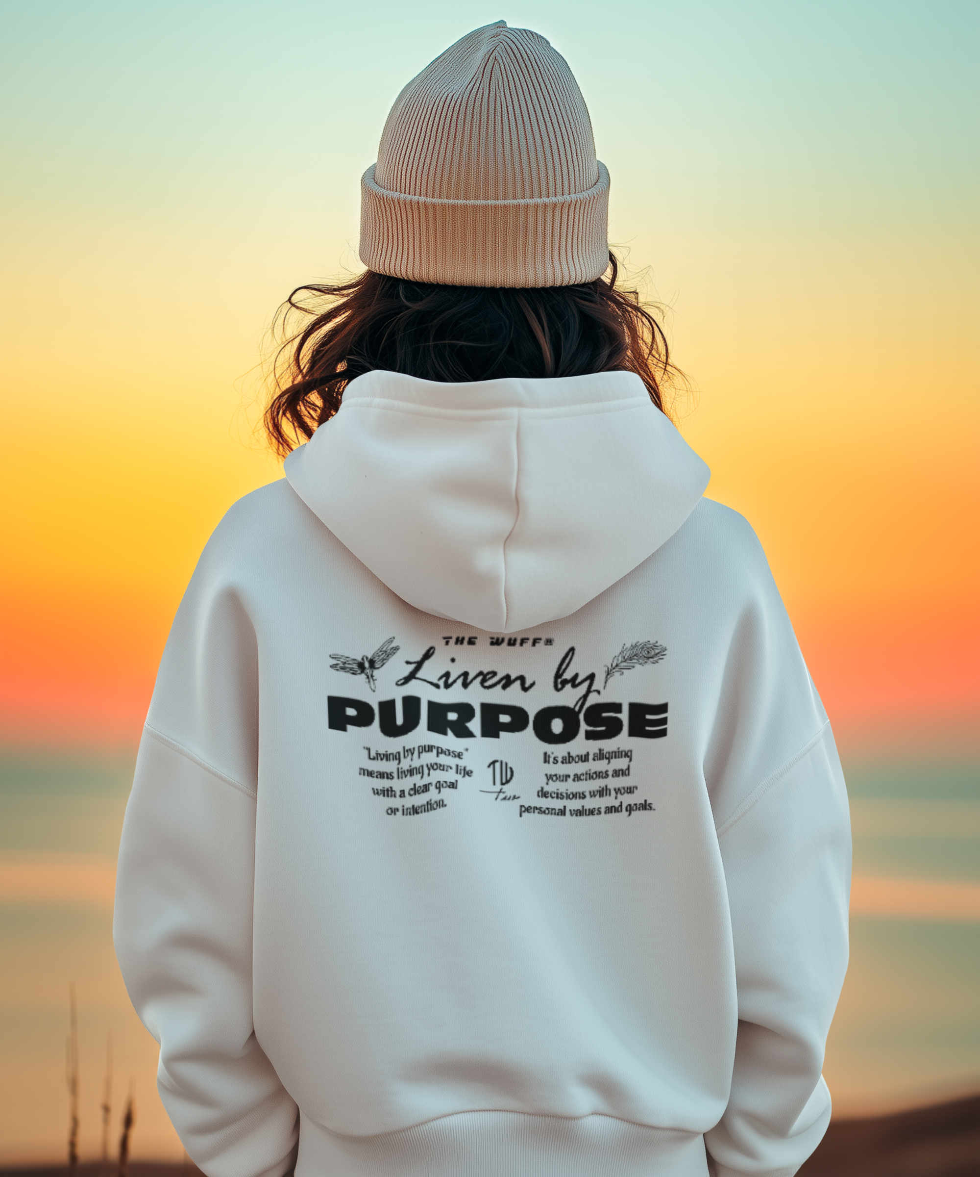 back-view-hoodie-mockup-featuring-an-ai-created-woman-looking-at-a-sunset-sky-m52306.png